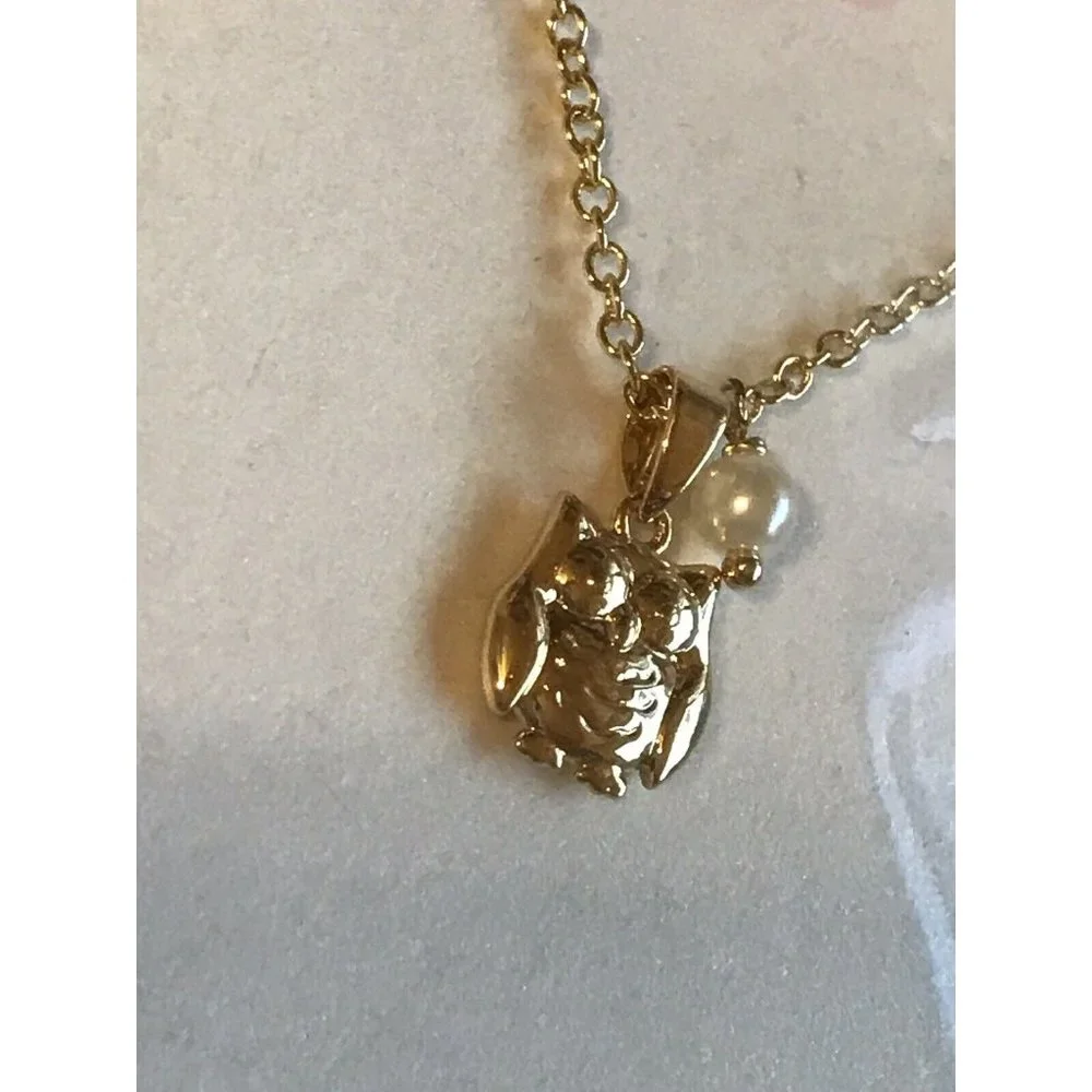 Girl Nation Enamel Child Necklace 14K Gold Plated Pretty OWL A24